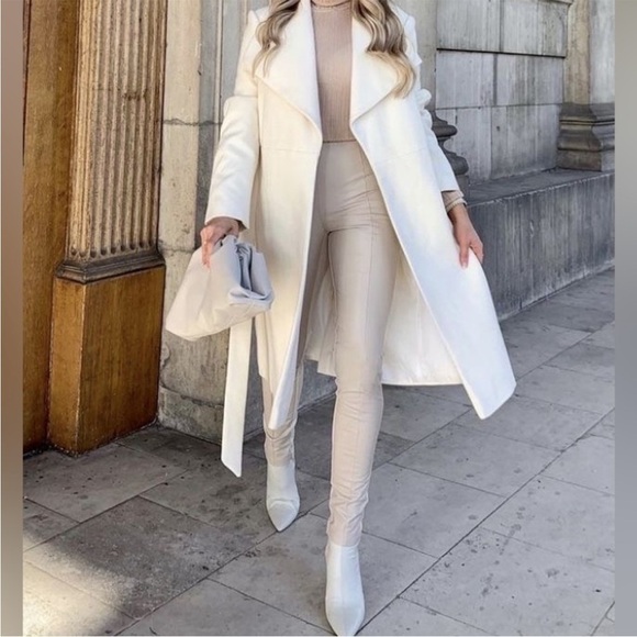 New Zara ECRU/SAND FAUX LEATHER HIGH RISE LEGGINGS - Picture 3 of 16